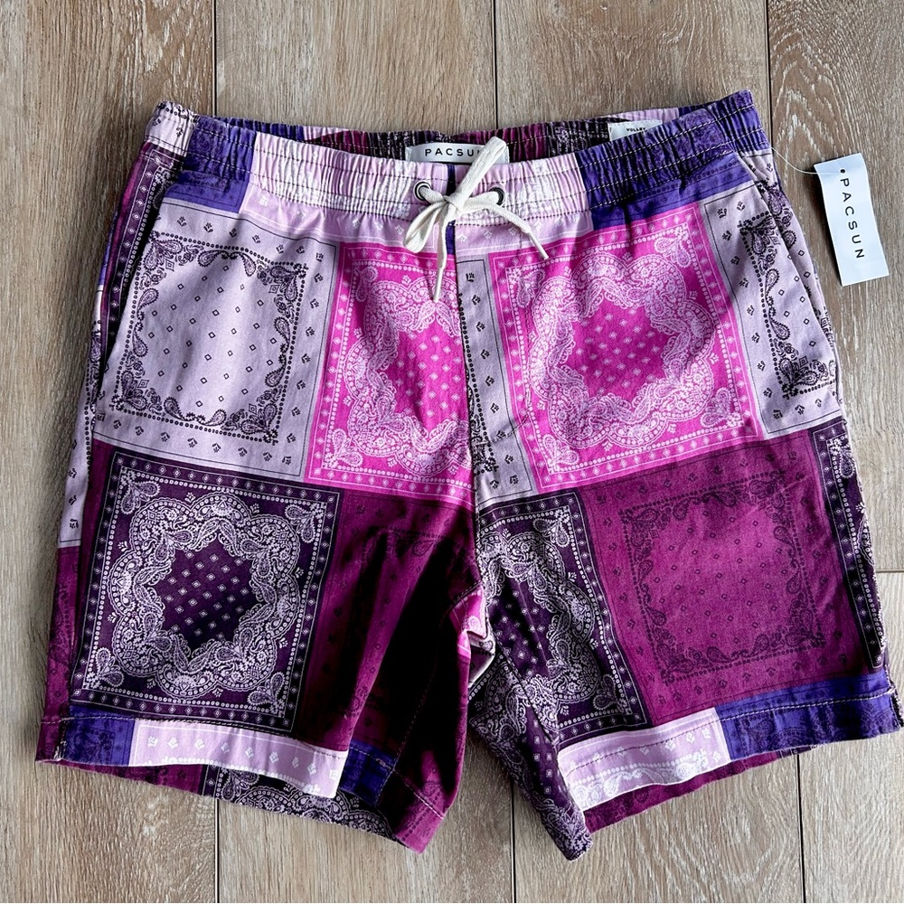 Pacsun Paisley Twill Volley Bandana-print Shorts
